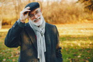 Elder man walking in park