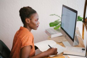 woman learning something new