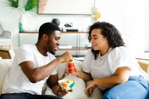 Couple eating food